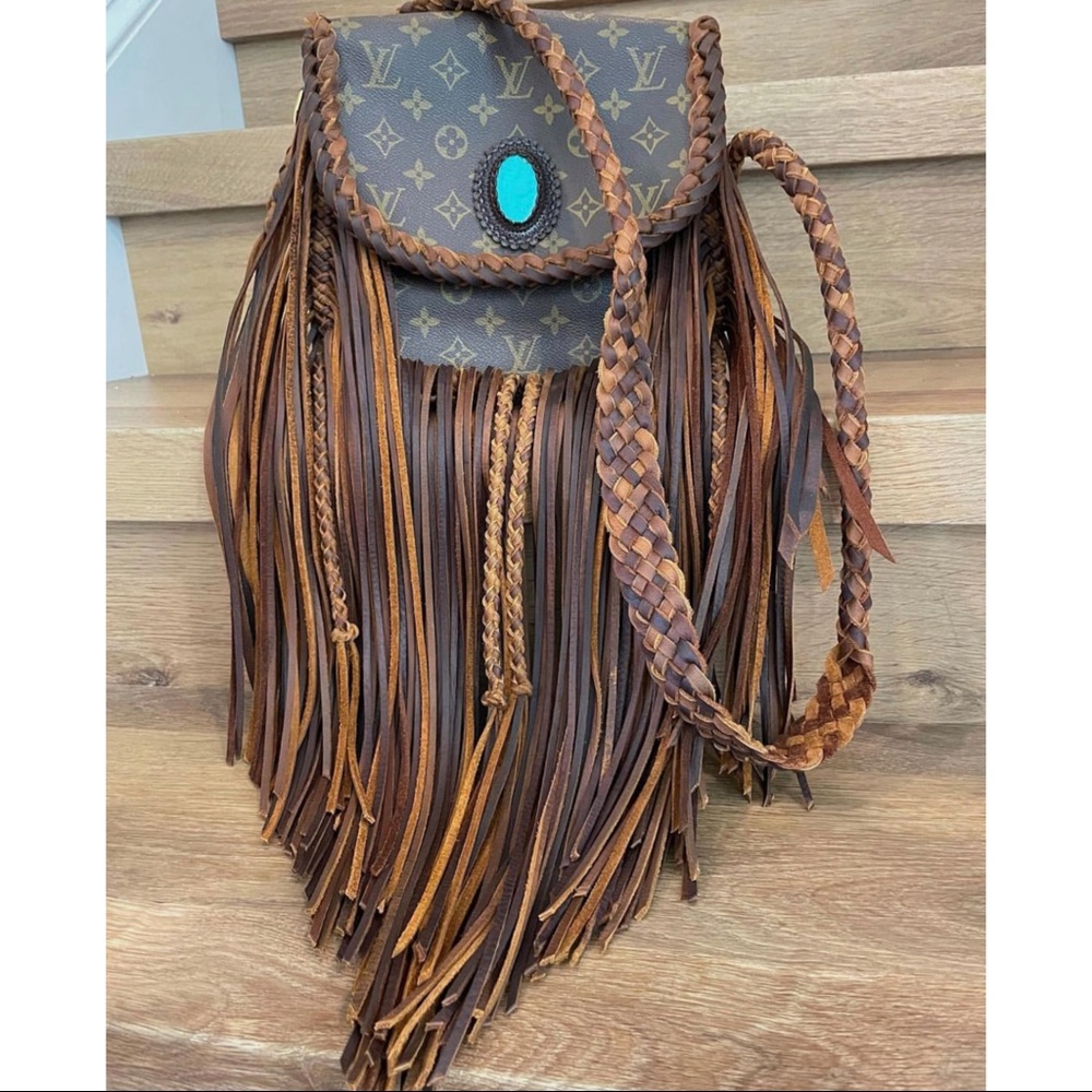 Fringe Louis Vuitton Crossbody with Turquoise
